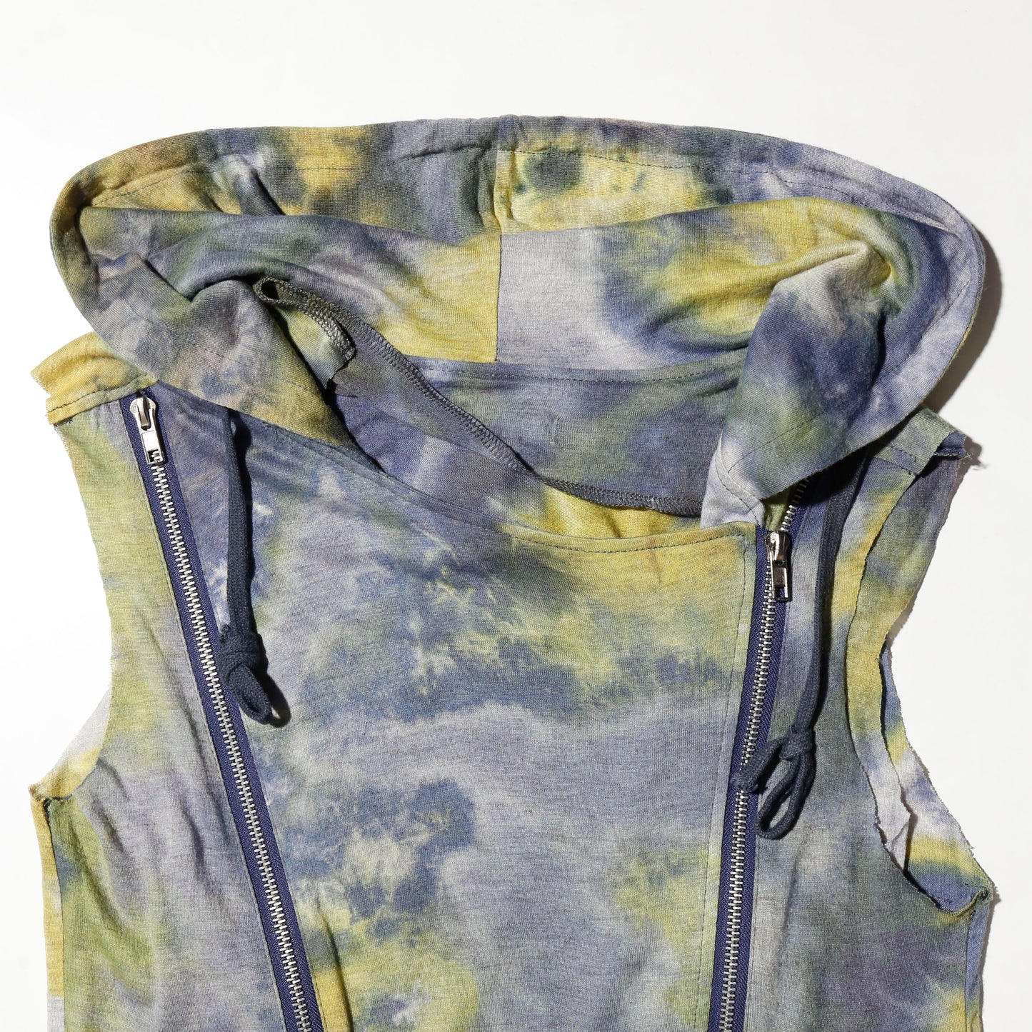 vintage earth double zip hooded vest