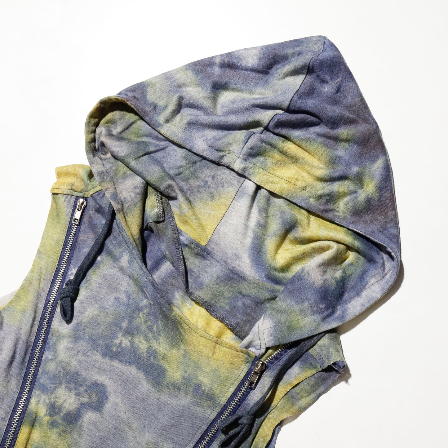 vintage earth double zip hooded vest