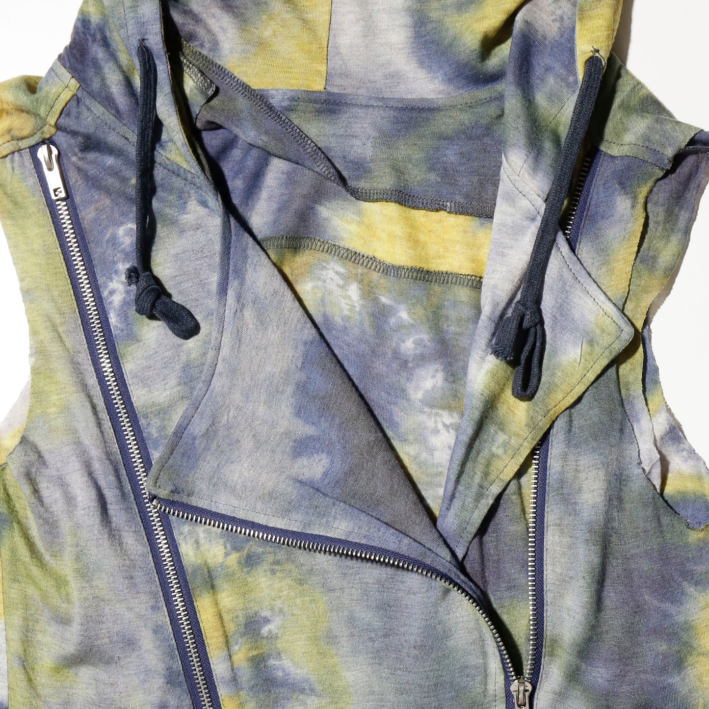 vintage earth double zip hooded vest