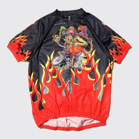vintage rat fink flame cycling shirt