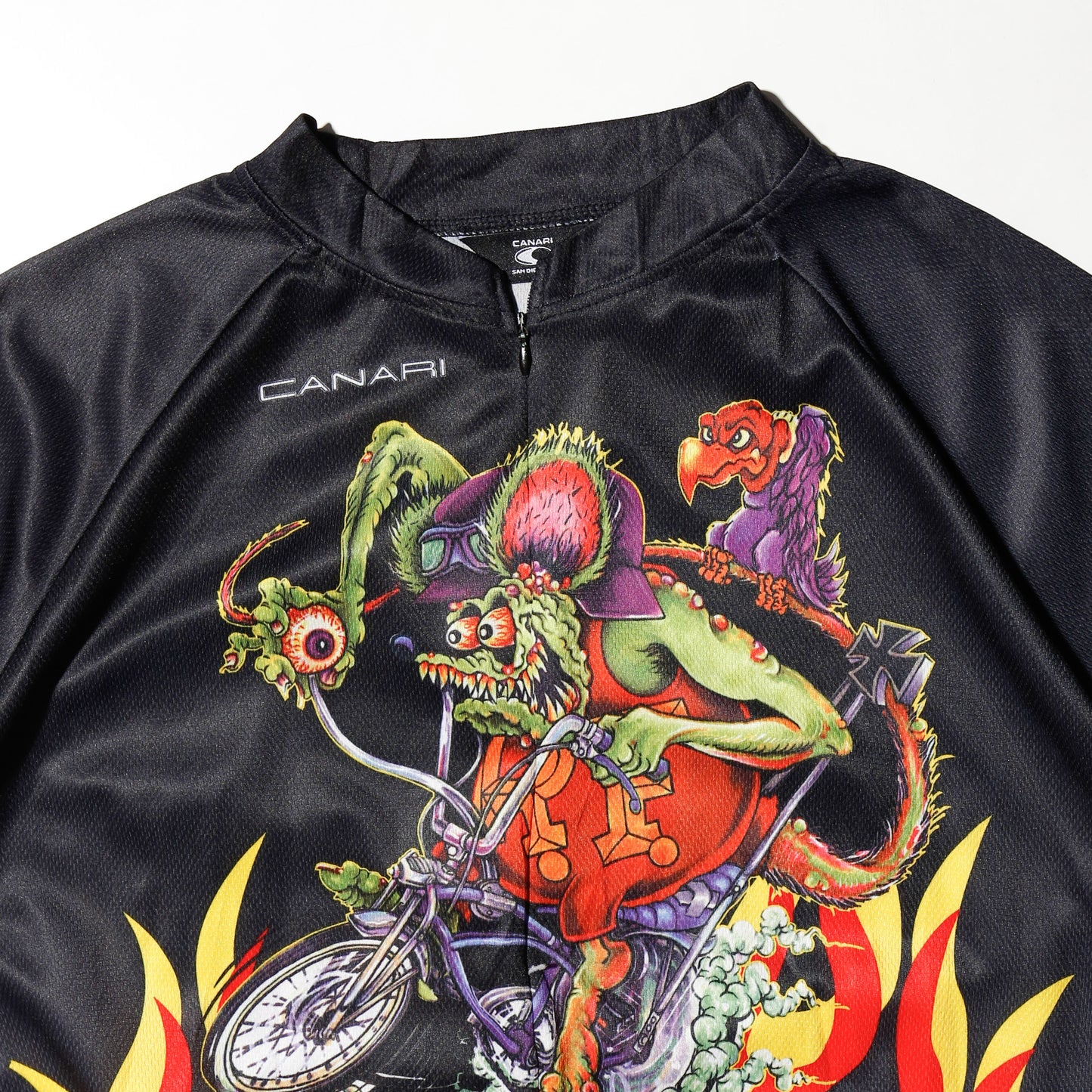 vintage rat fink flame cycling shirt