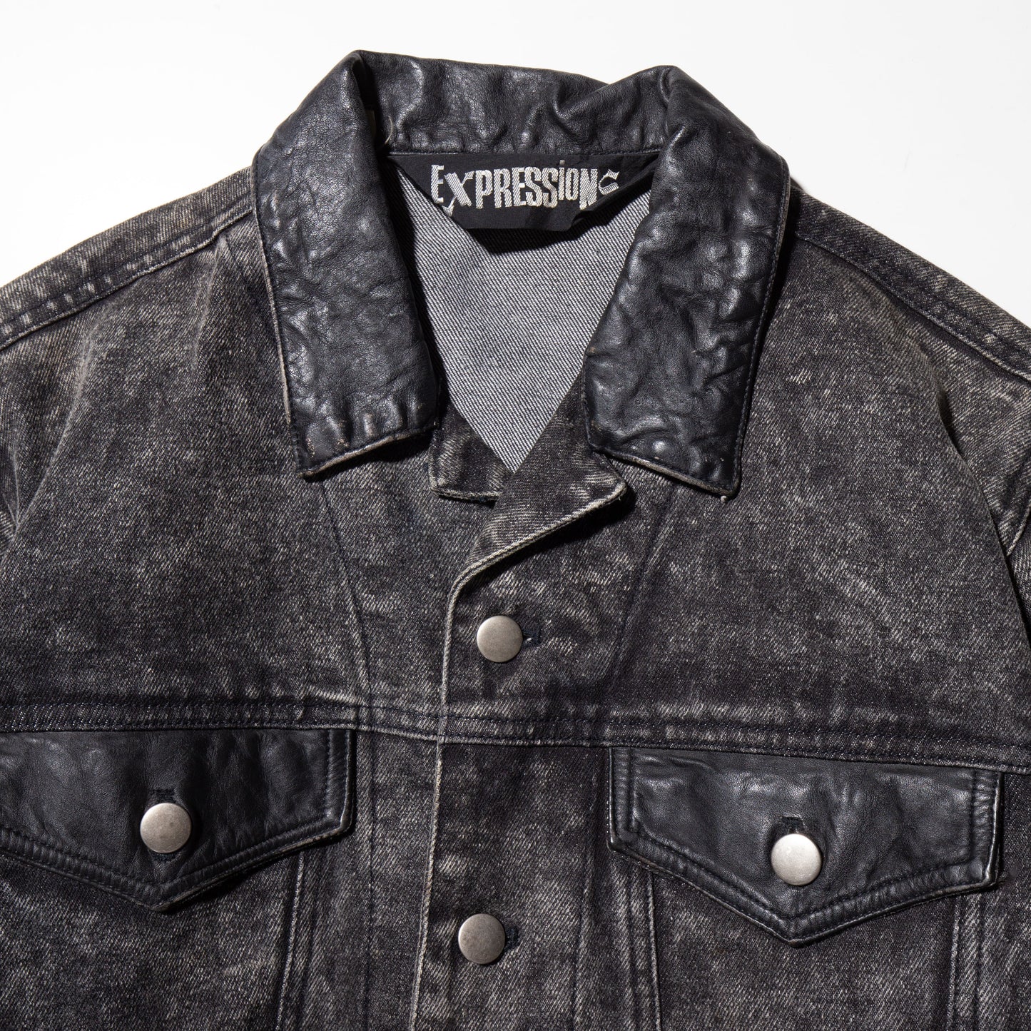 vintage leather combi acid trucker jacket