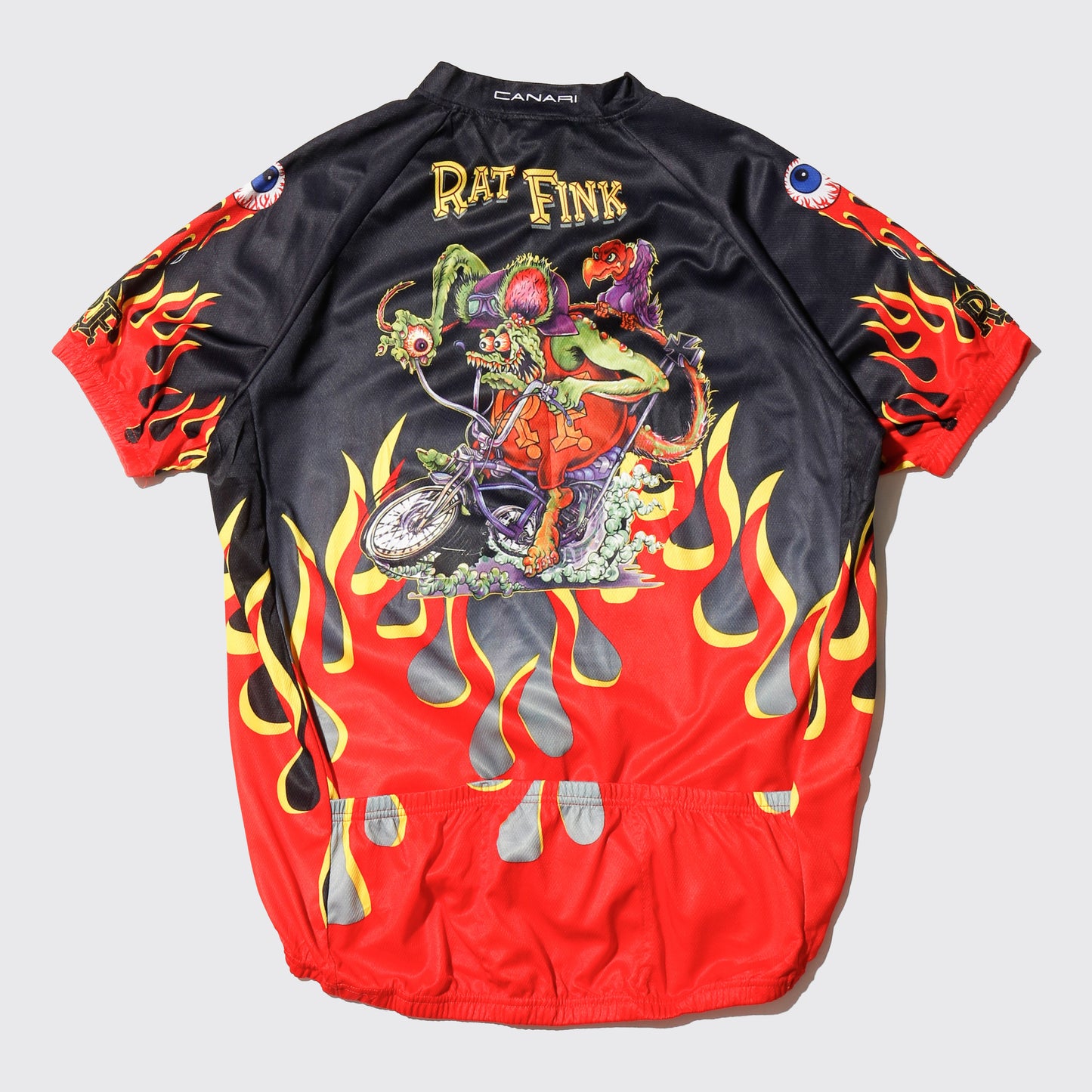 vintage rat fink flame cycling shirt