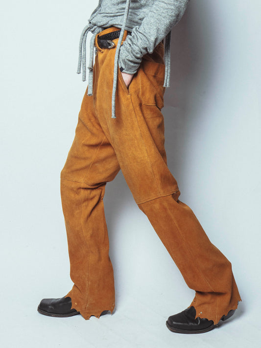 vintage 70's broken nubuck leather trousers