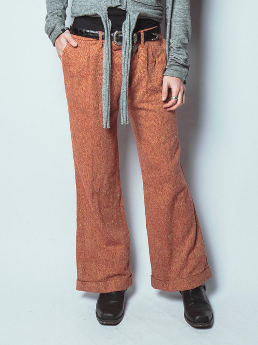 vintage 70's herringbone flare trousers