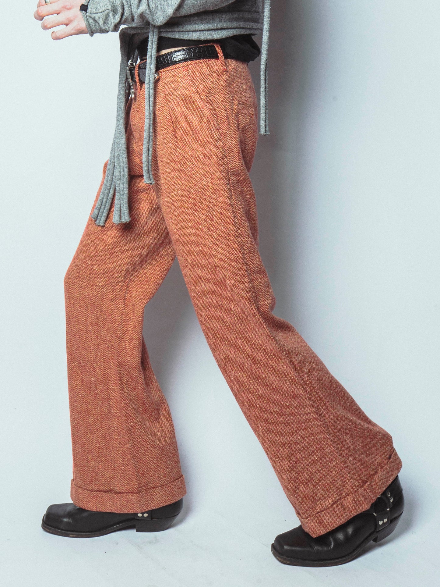 vintage 70's herringbone flare trousers