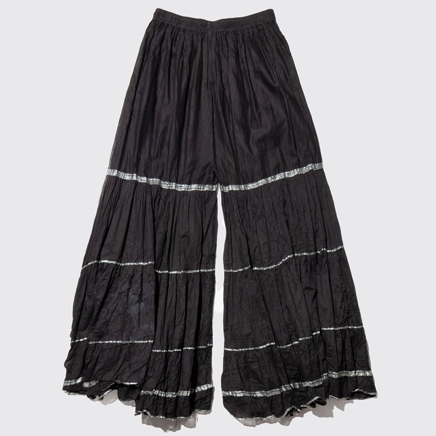 vintage gather flared wide pants