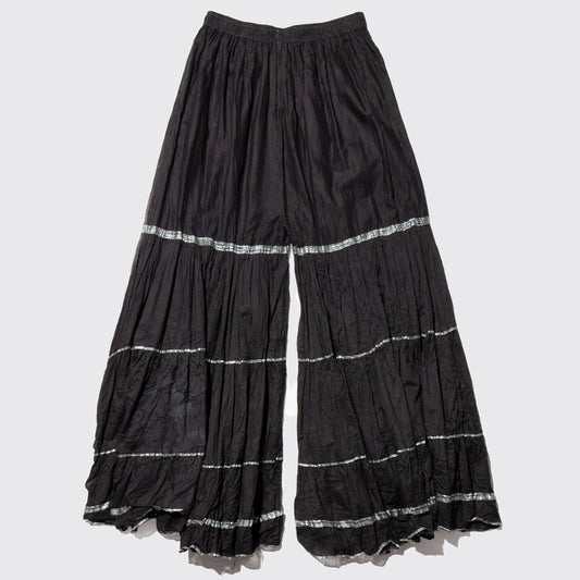 vintage gather flared wide pants