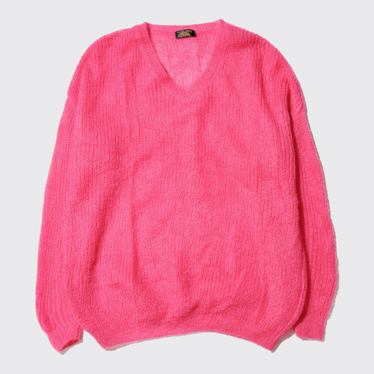 vintage euro toxic pink low gauge sweater