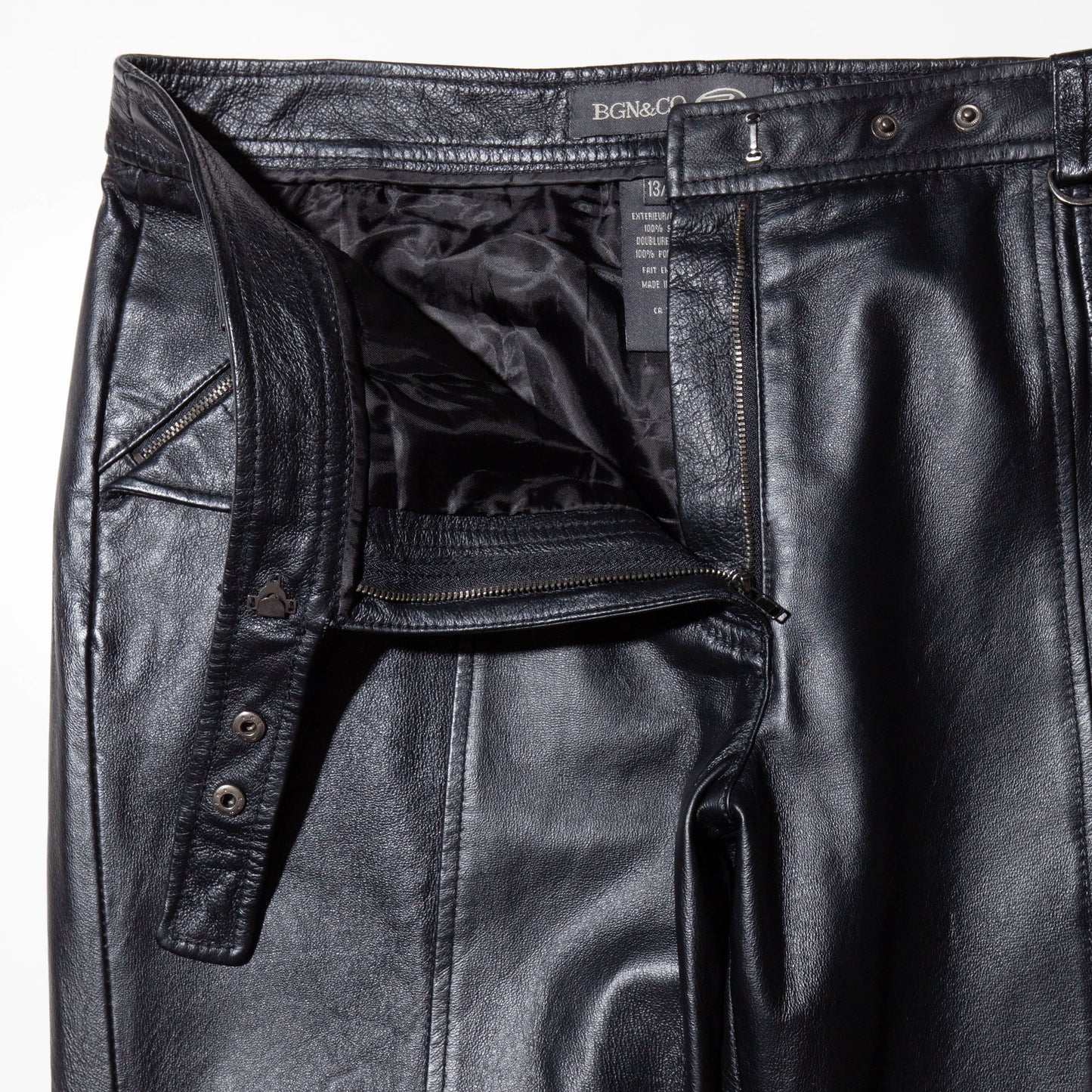 vintage quilting leather flare trousers