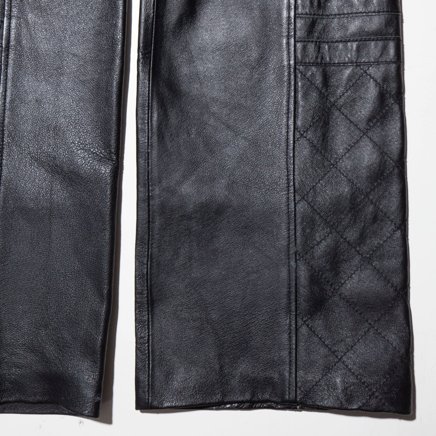 vintage quilting leather flare trousers