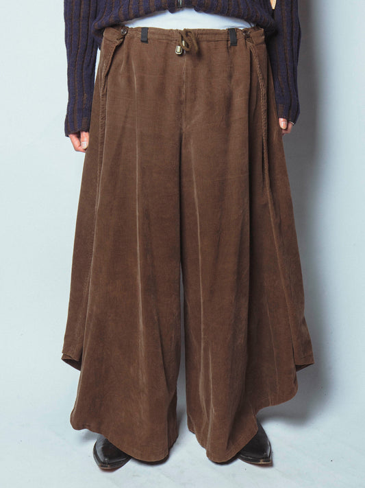 vintage wrap corduroy wide trousers