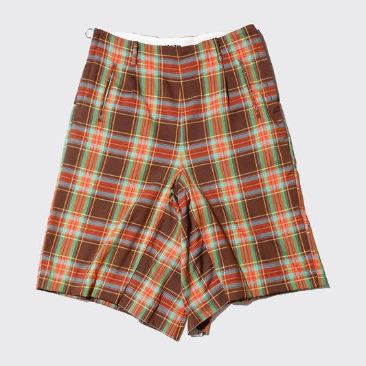 Magliano side zipper check wide shorts