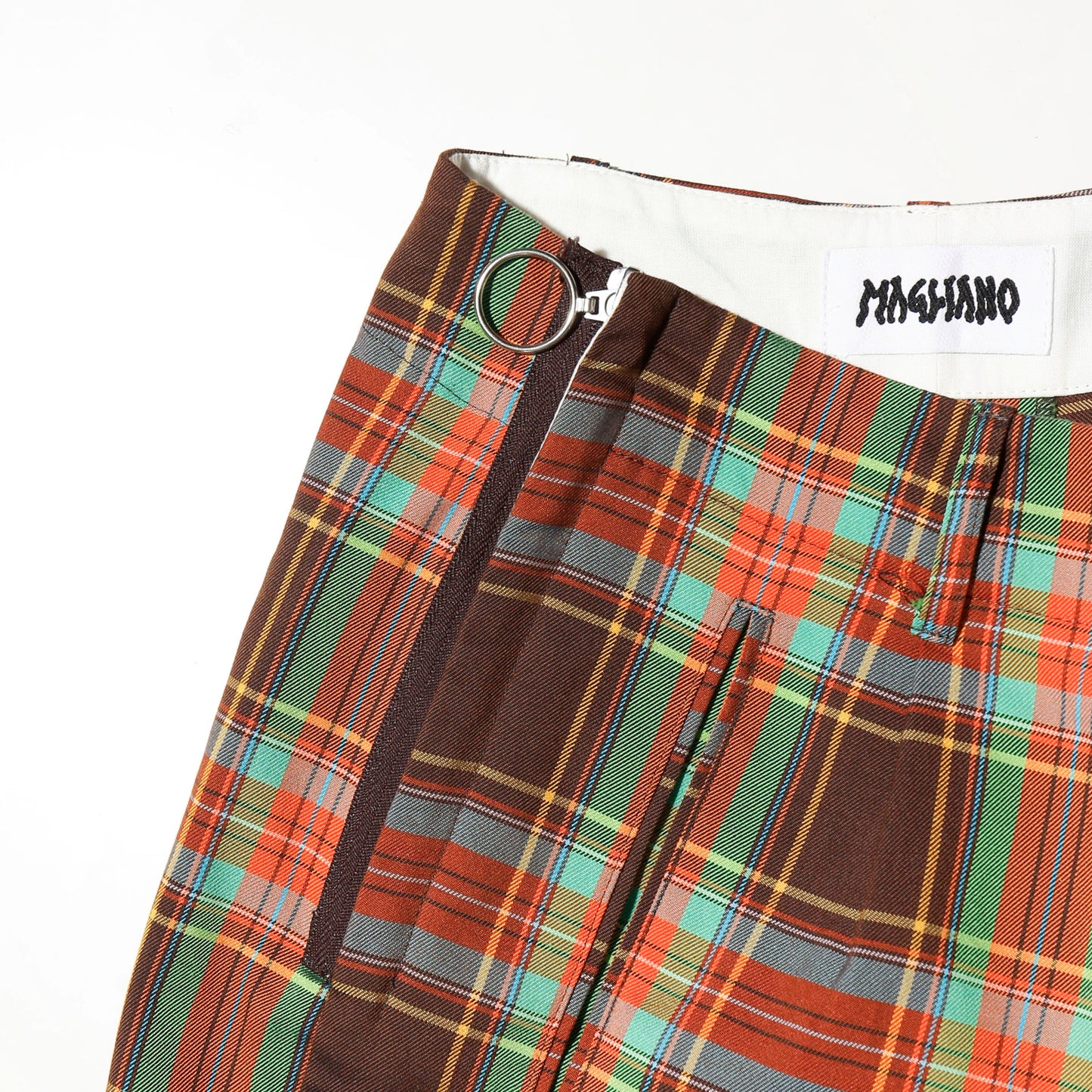Magliano side zipper check wide shorts