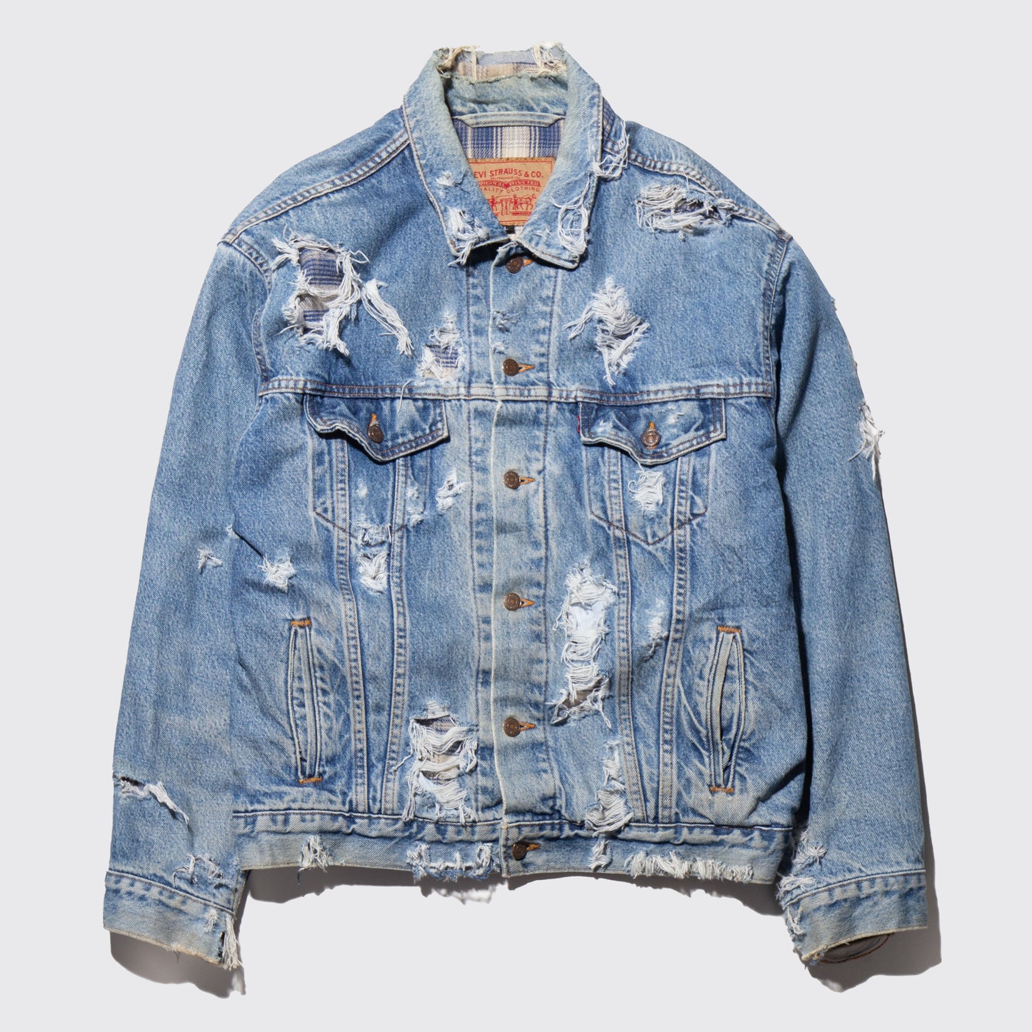 vintage Levi's broken trucker jacket , with check liner