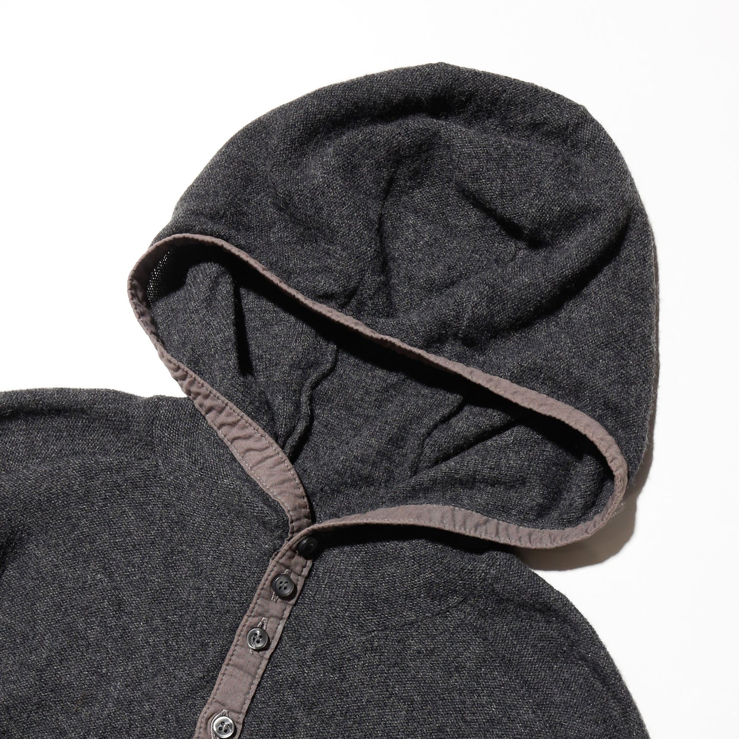 vintage cropped half button knit hoodie