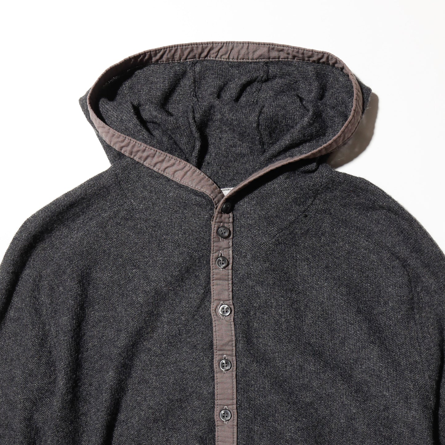 vintage cropped half button knit hoodie