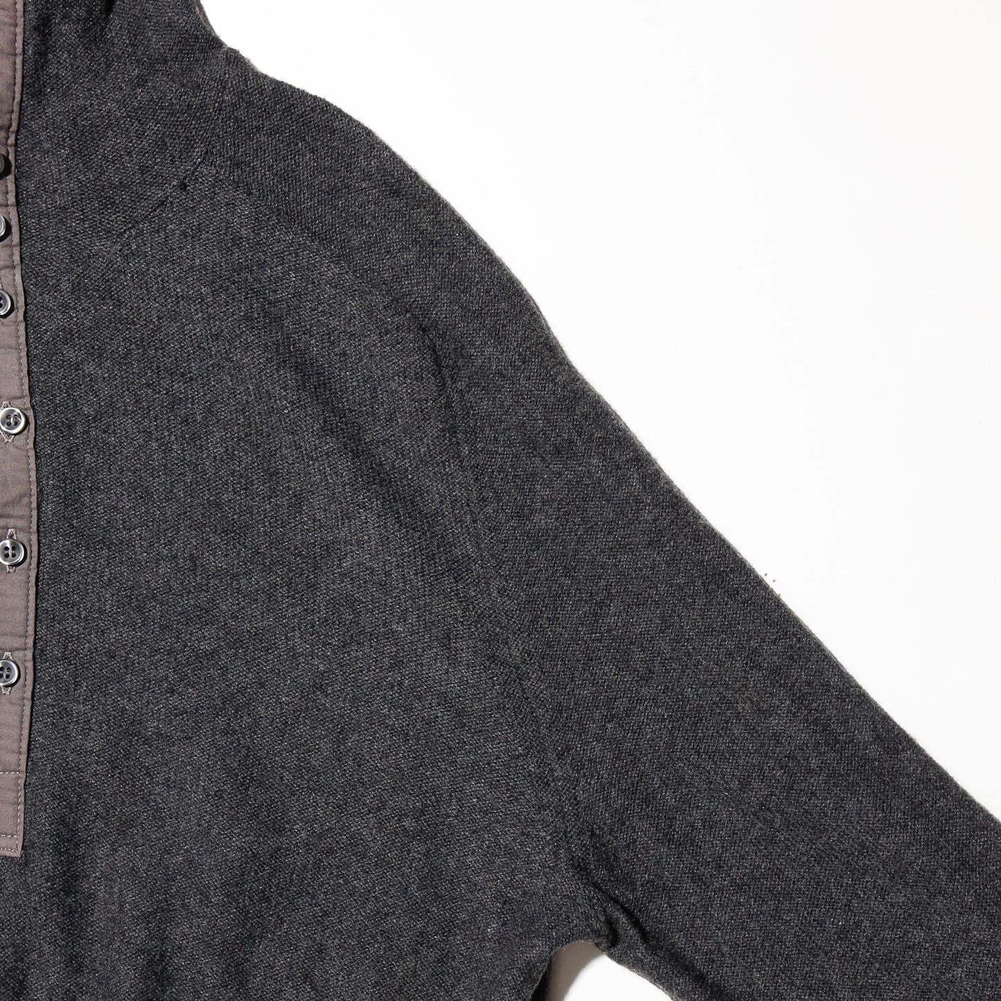 vintage cropped half button knit hoodie