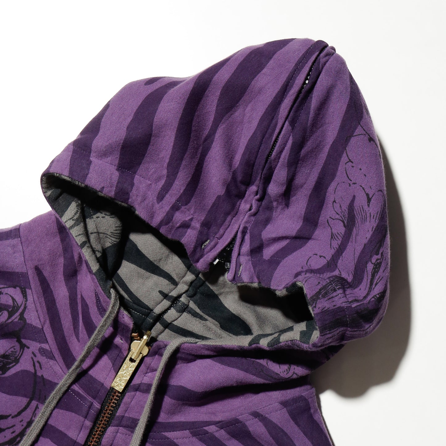 vintage back zip zebra hoodie , *reversible