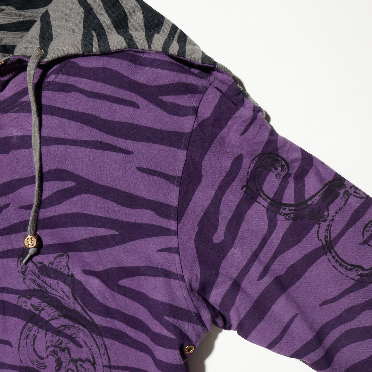 vintage back zip zebra hoodie , *reversible