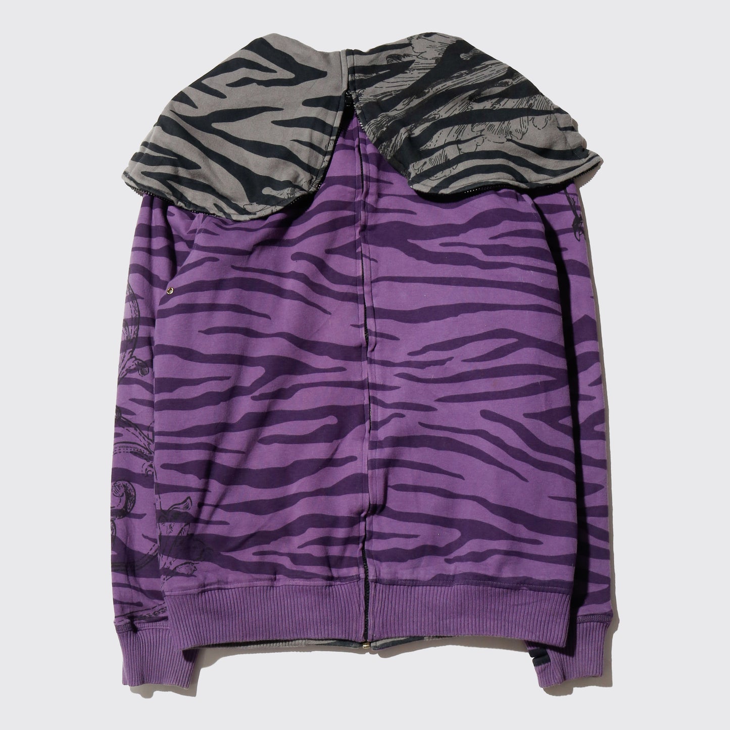 vintage back zip zebra hoodie , *reversible