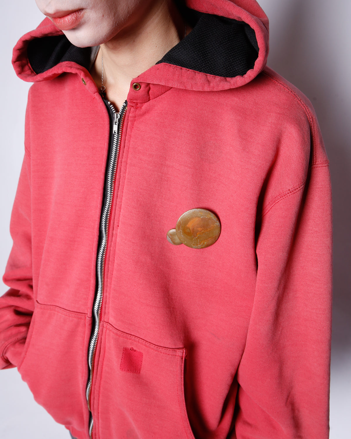 vintage carhartt faded active hoodie , with copper badge
