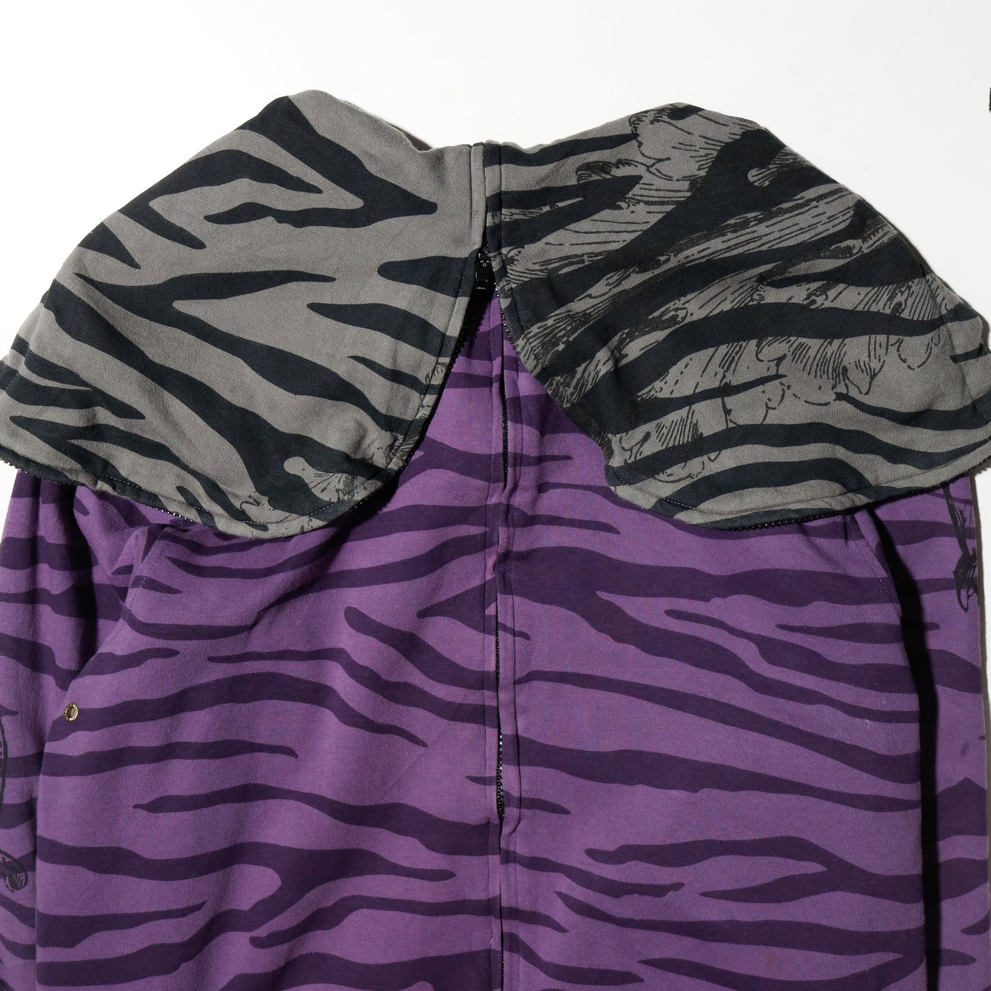 vintage back zip zebra hoodie , *reversible