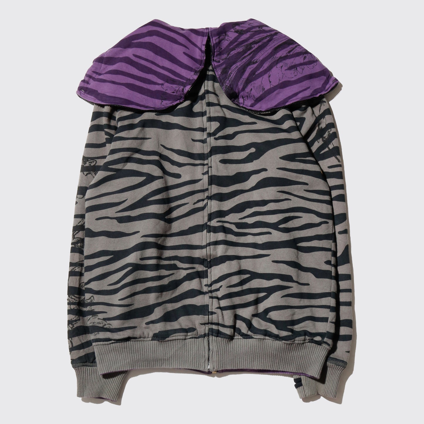 vintage back zip zebra hoodie , *reversible