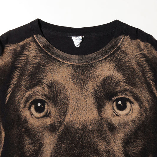 vintage chocolate labrador all over print t-shirt, *cut off