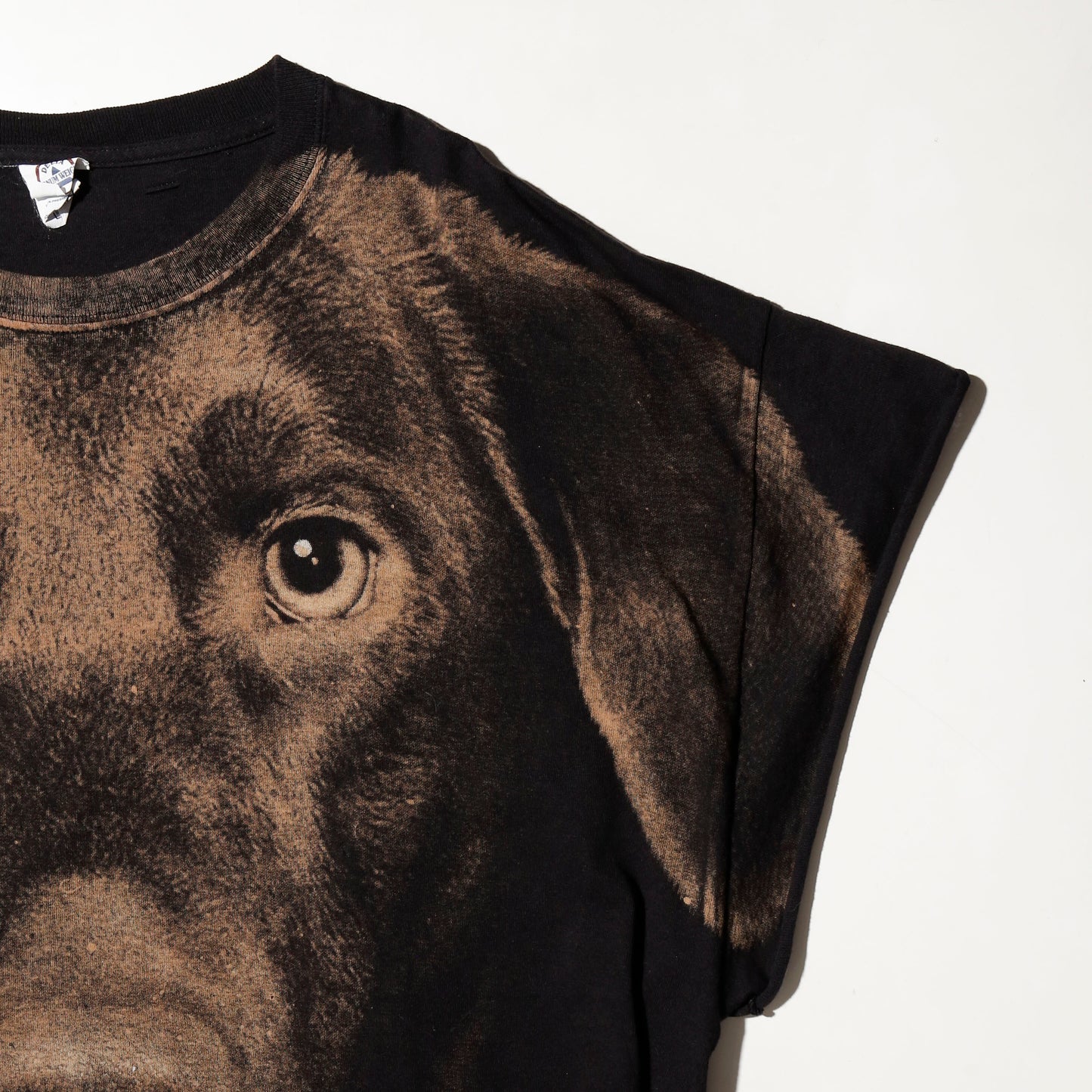 vintage chocolate labrador all over print t-shirt, *cut off