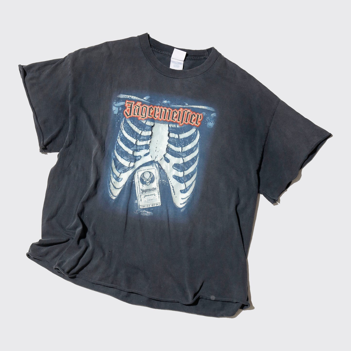 vintage 00's Jägermeister glow in the dark broken t-shirt, *phosphorescent print *cut off