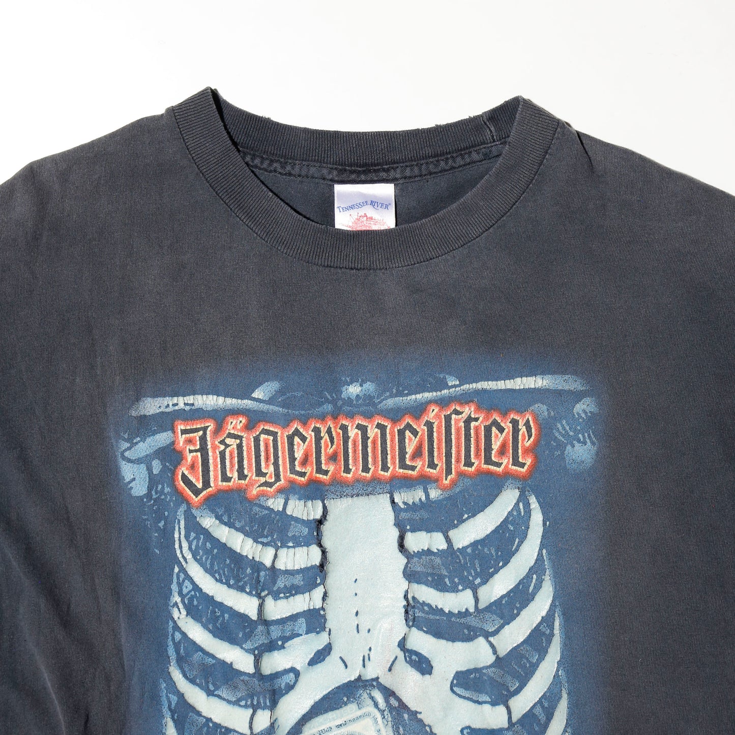 vintage 00's Jägermeister glow in the dark broken t-shirt, *phosphorescent print *cut off