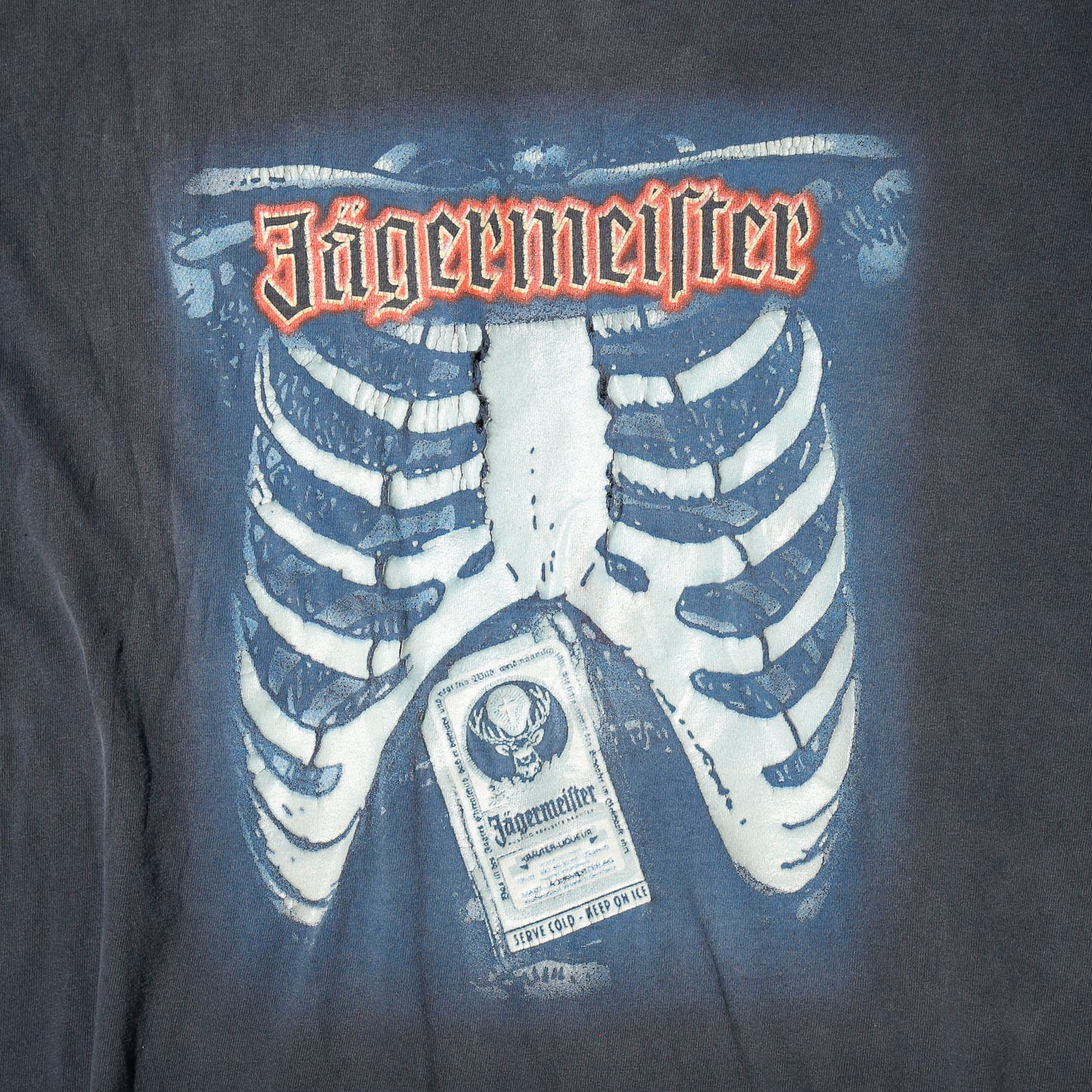 vintage 00's Jägermeister glow in the dark broken t-shirt, *phosphorescent print *cut off