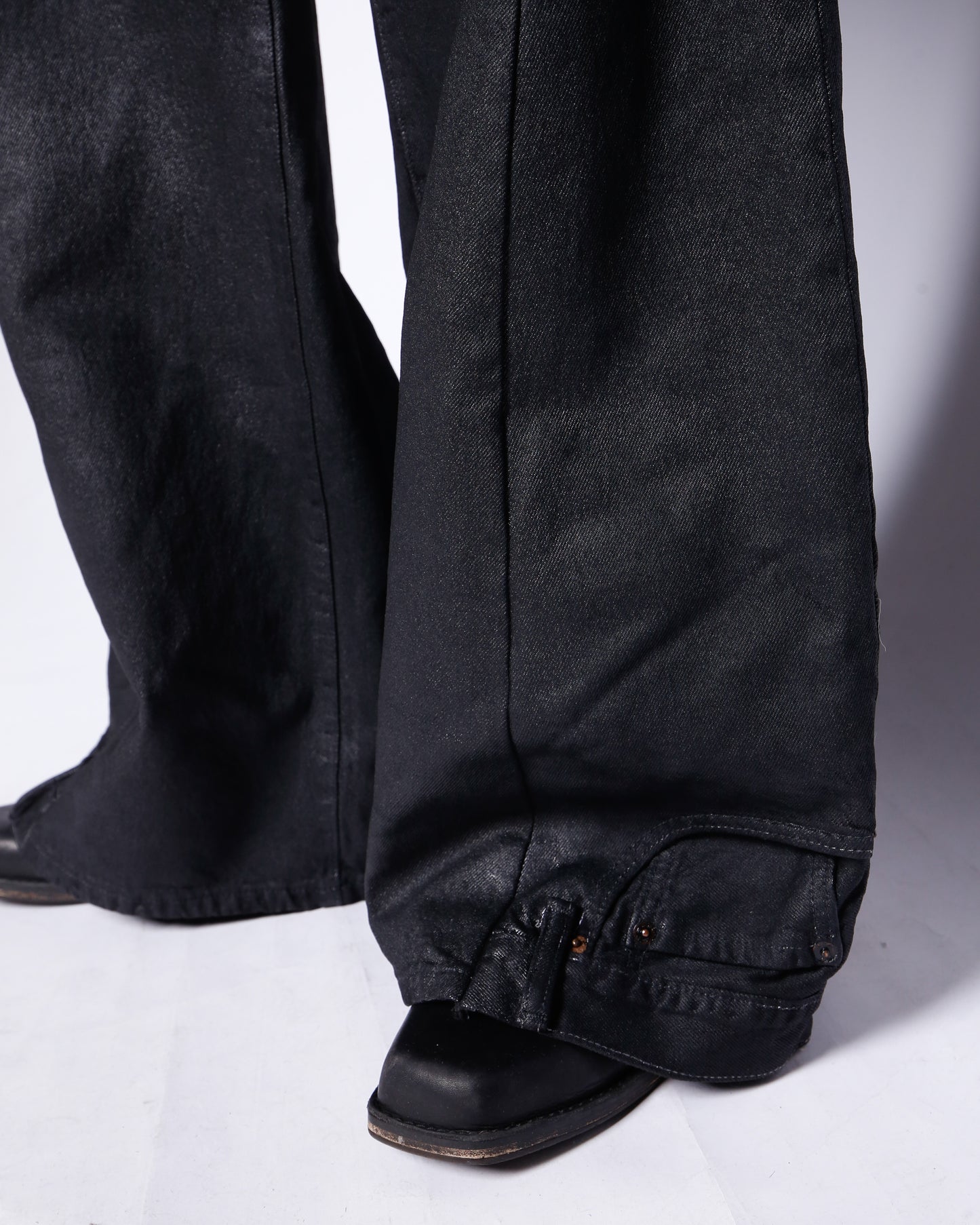 *one-off upside down jeans , model-luster