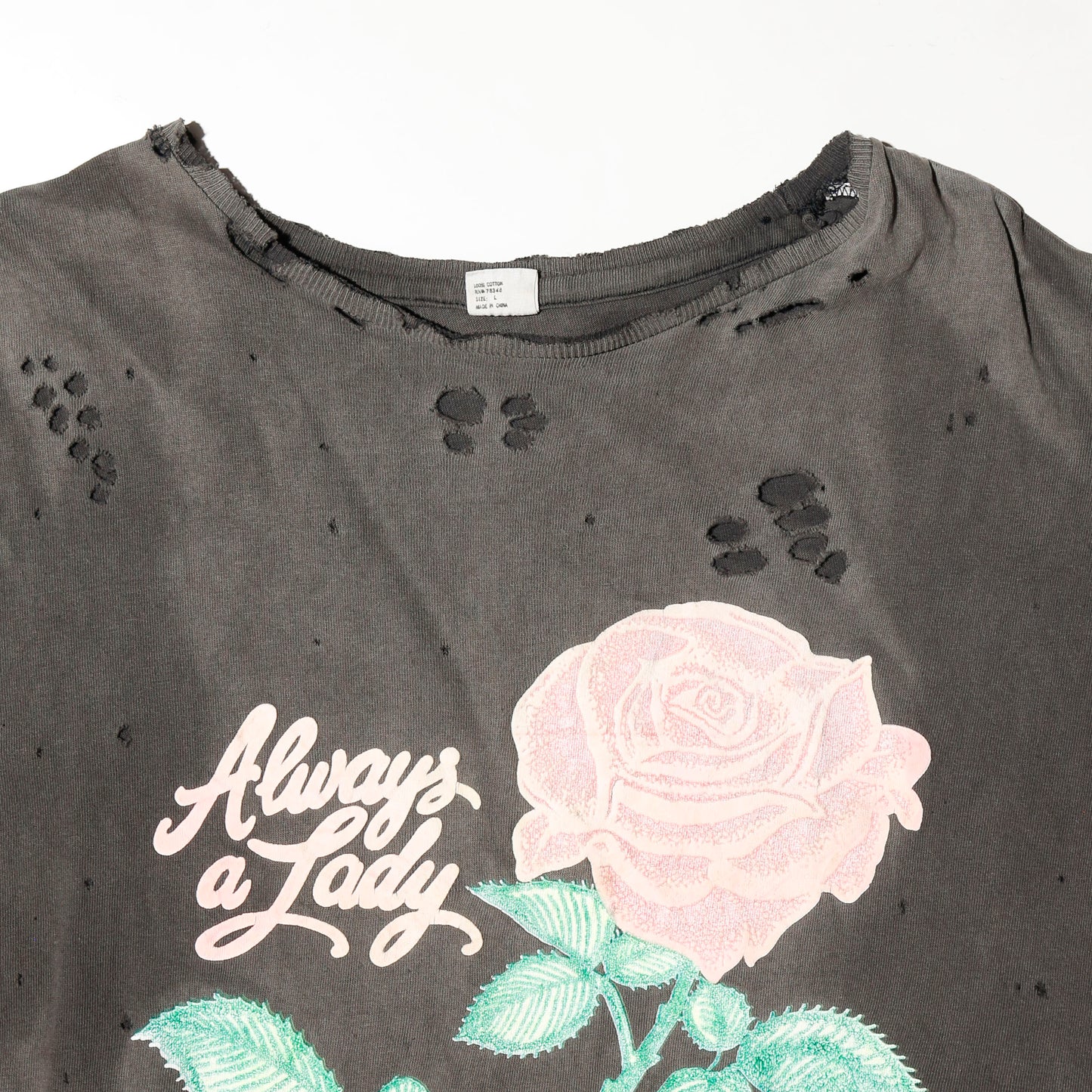 vintage 90's "always a lady california" rose broken t-shirt