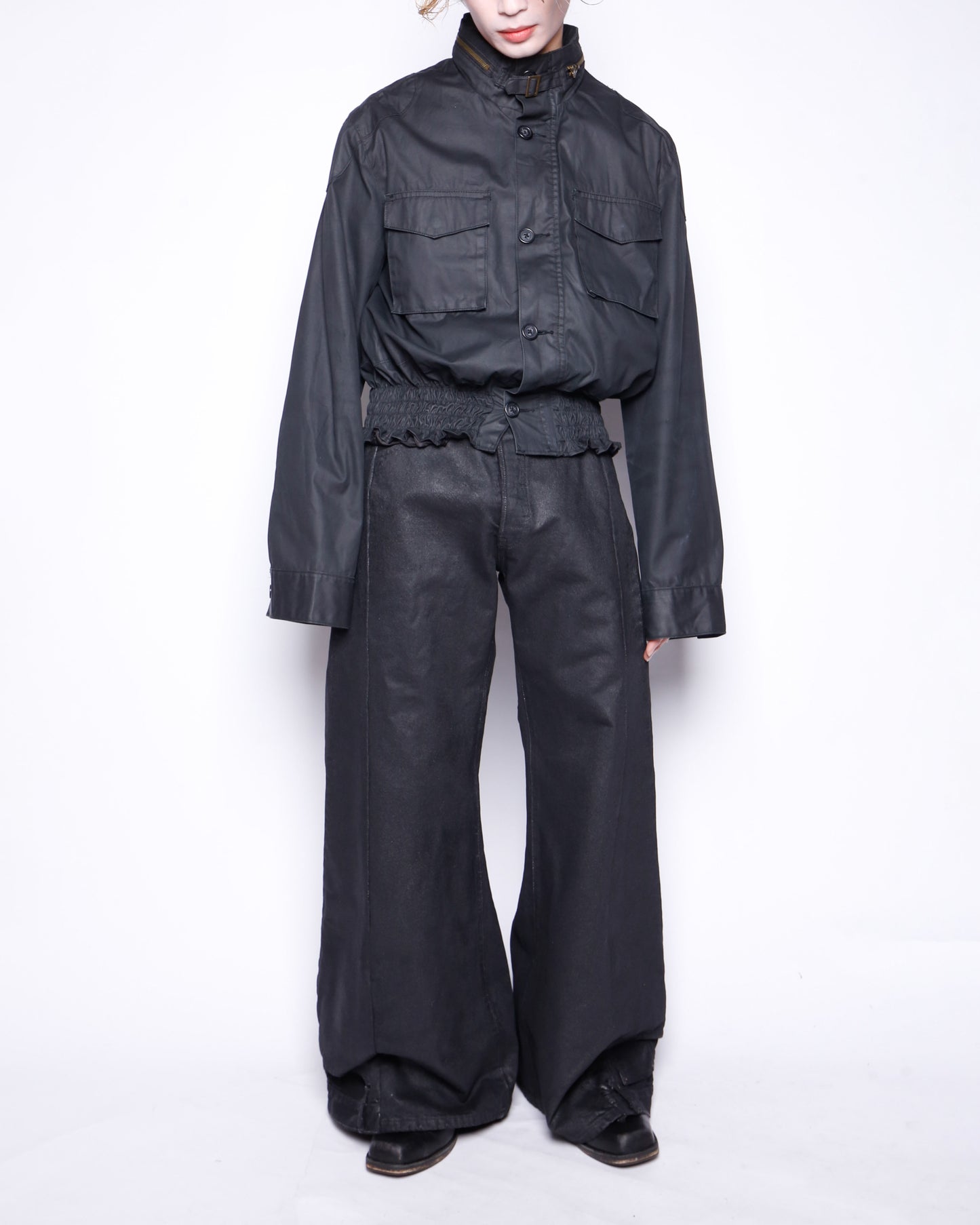 *one-off ribbed coating field jacket