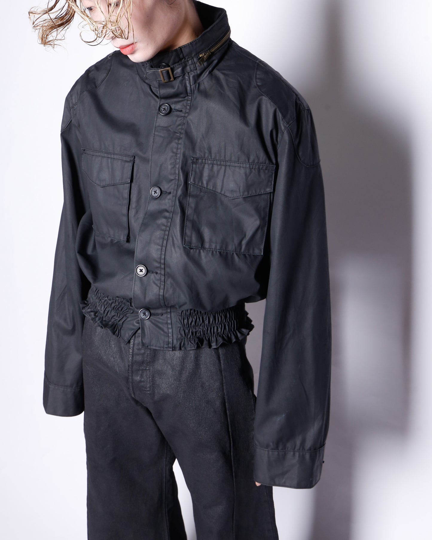 *one-off ribbed coating field jacket