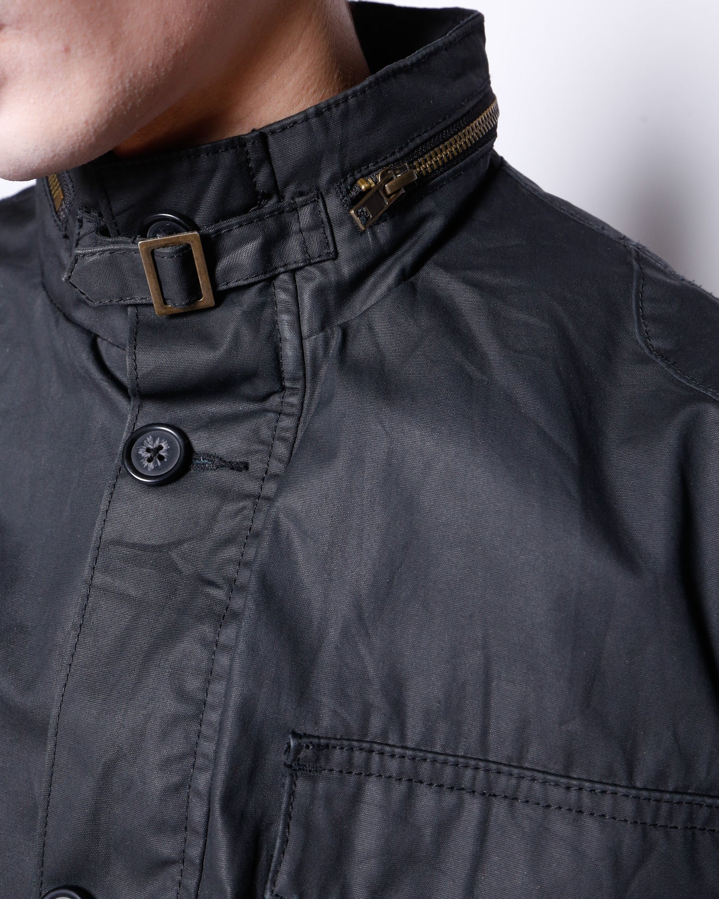 *one-off ribbed coating field jacket