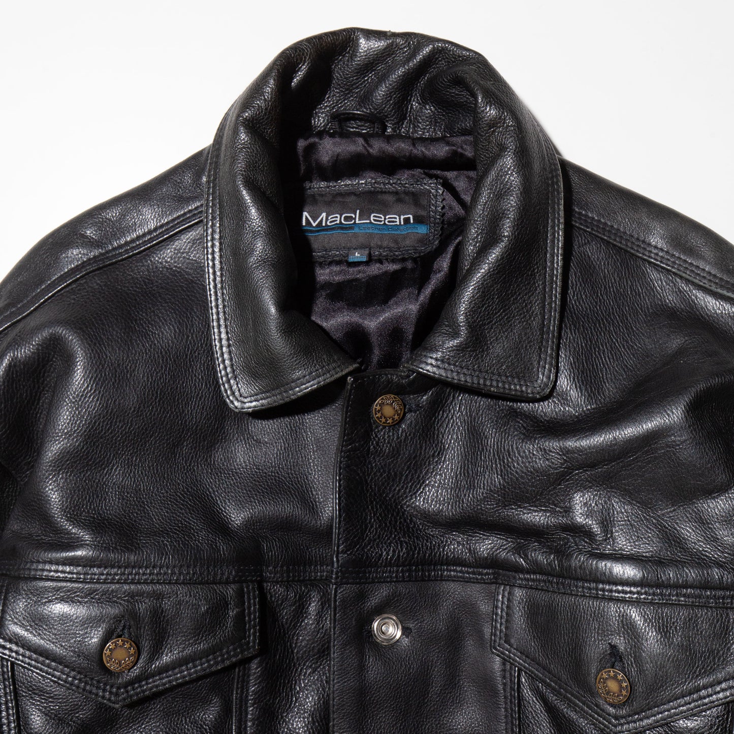 vintage leather trucker jacket