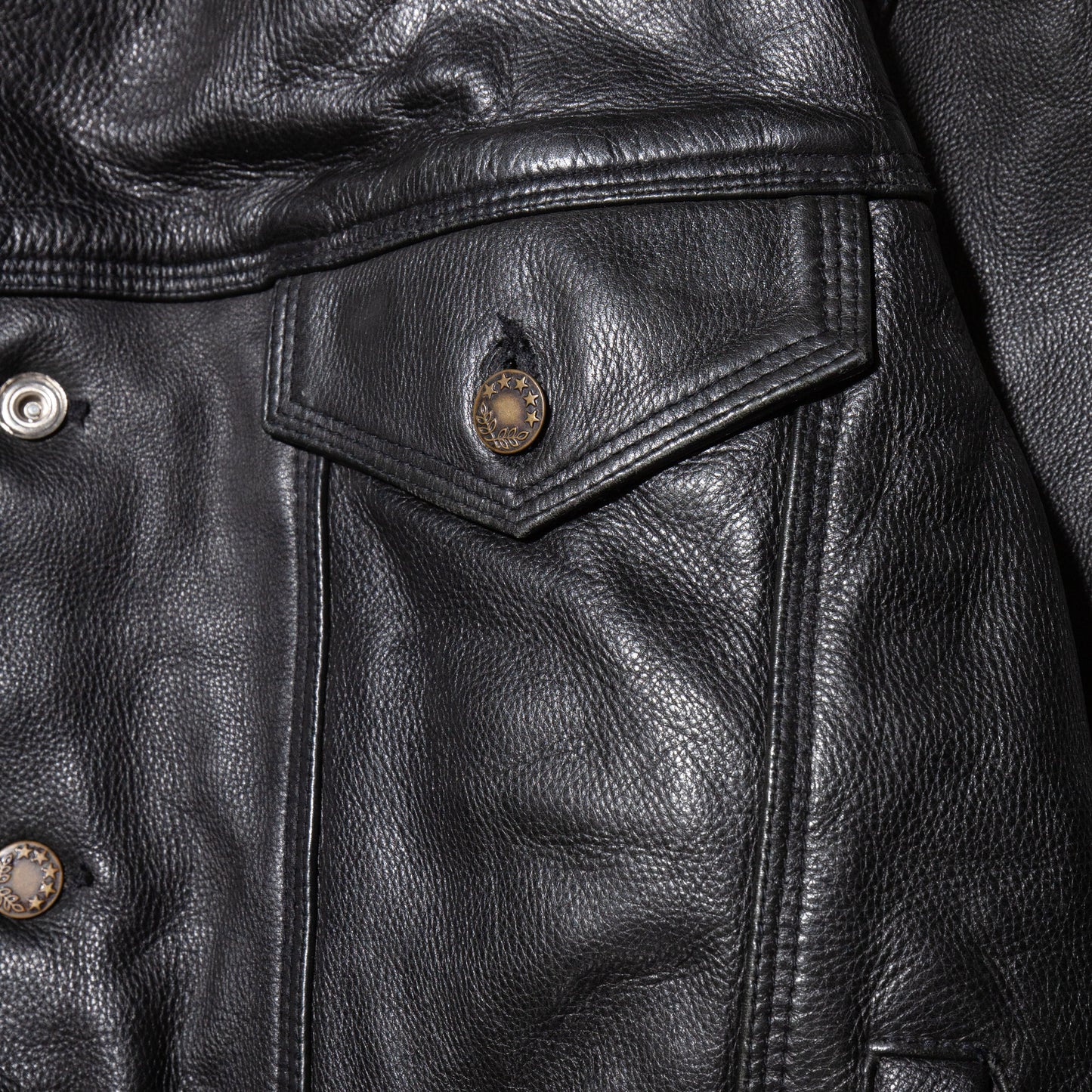 vintage leather trucker jacket