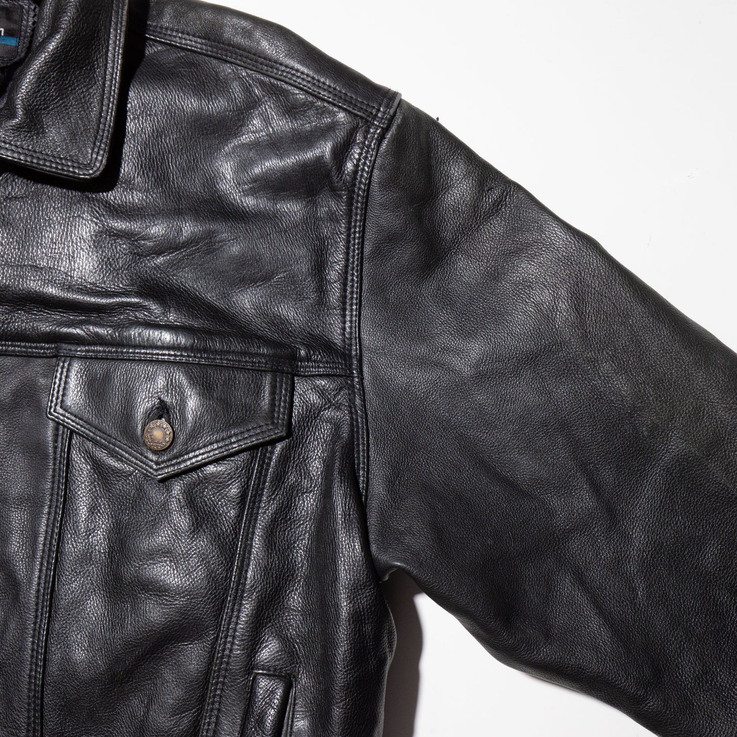 vintage leather trucker jacket