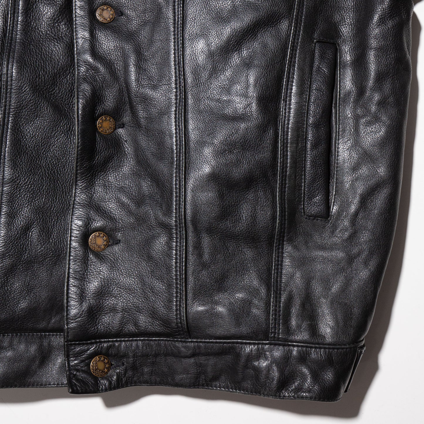 vintage leather trucker jacket