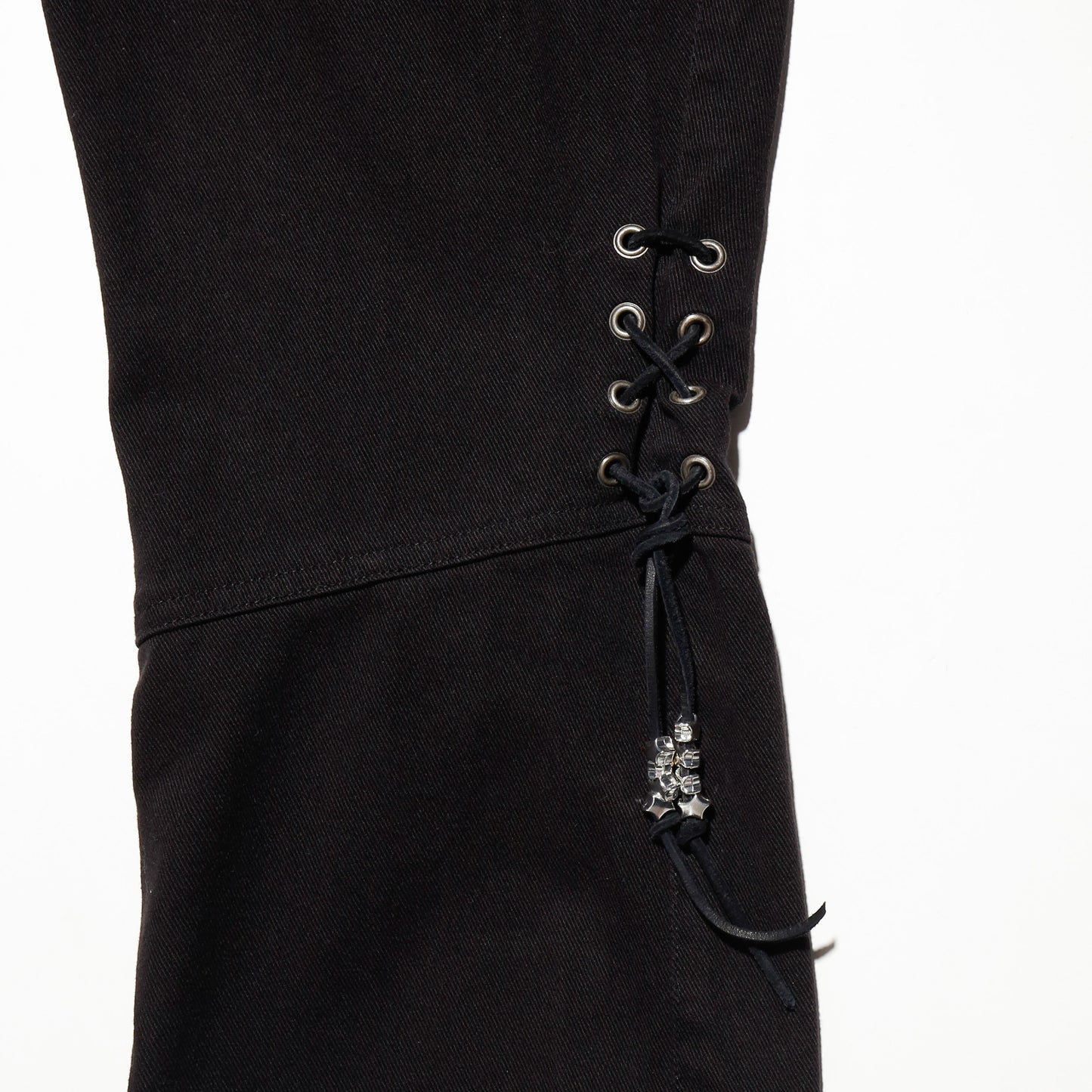 vintage harley-davidson lace up knee flare trousers