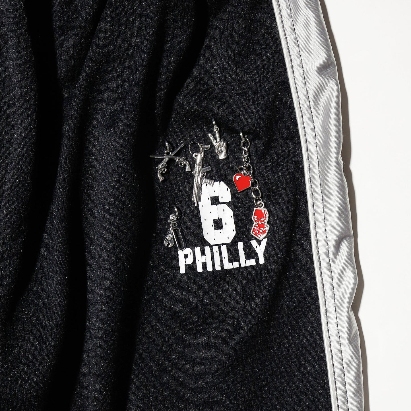 *one-off custom silver line jogger trousers