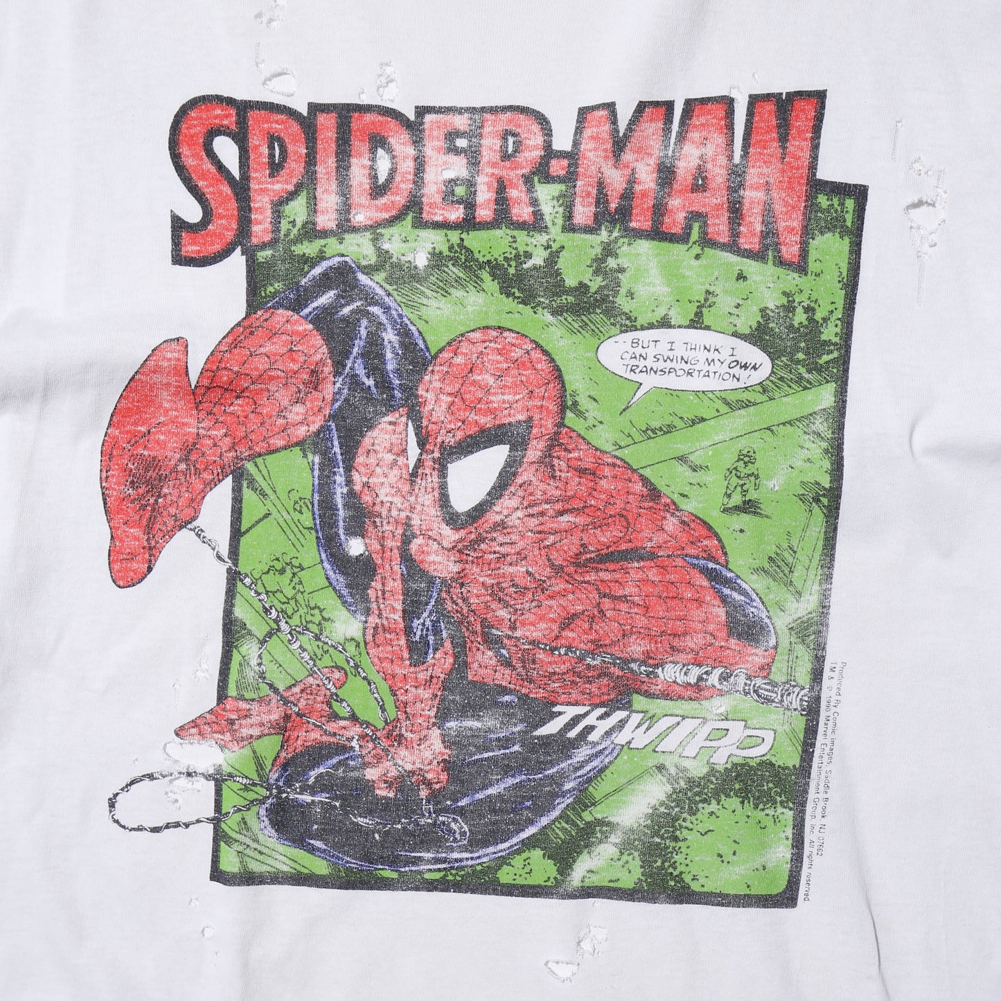 vintage 1990's marvel spider-man broken t-shirt