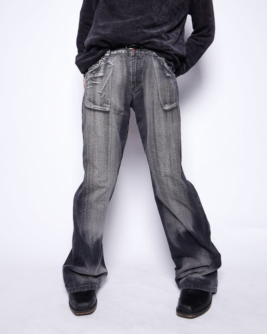 vintage aging flare jeans