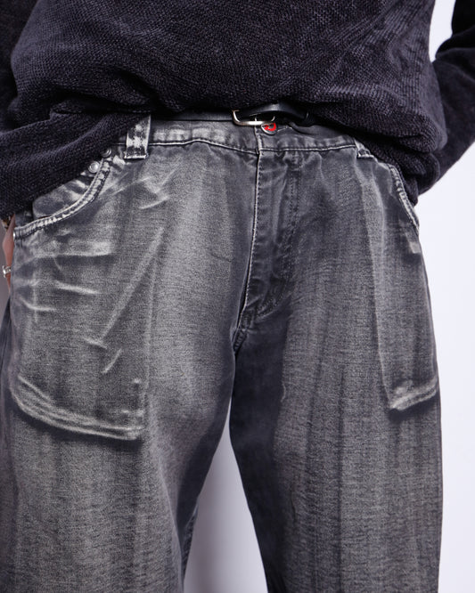 vintage aging flare jeans