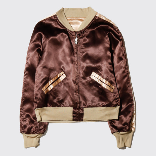 vintage 70's reversible biscuit satin jacket