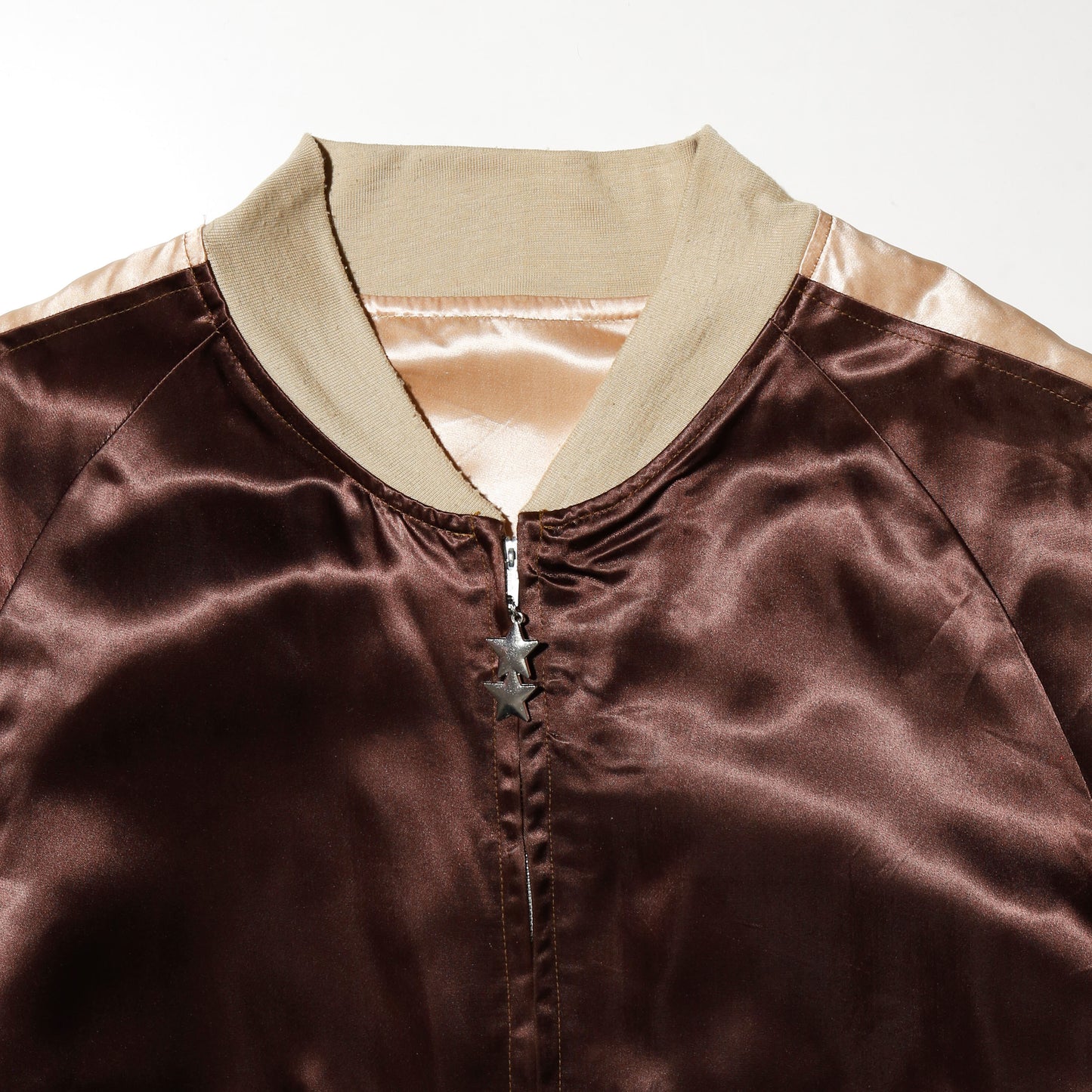vintage 70's reversible biscuit satin jacket
