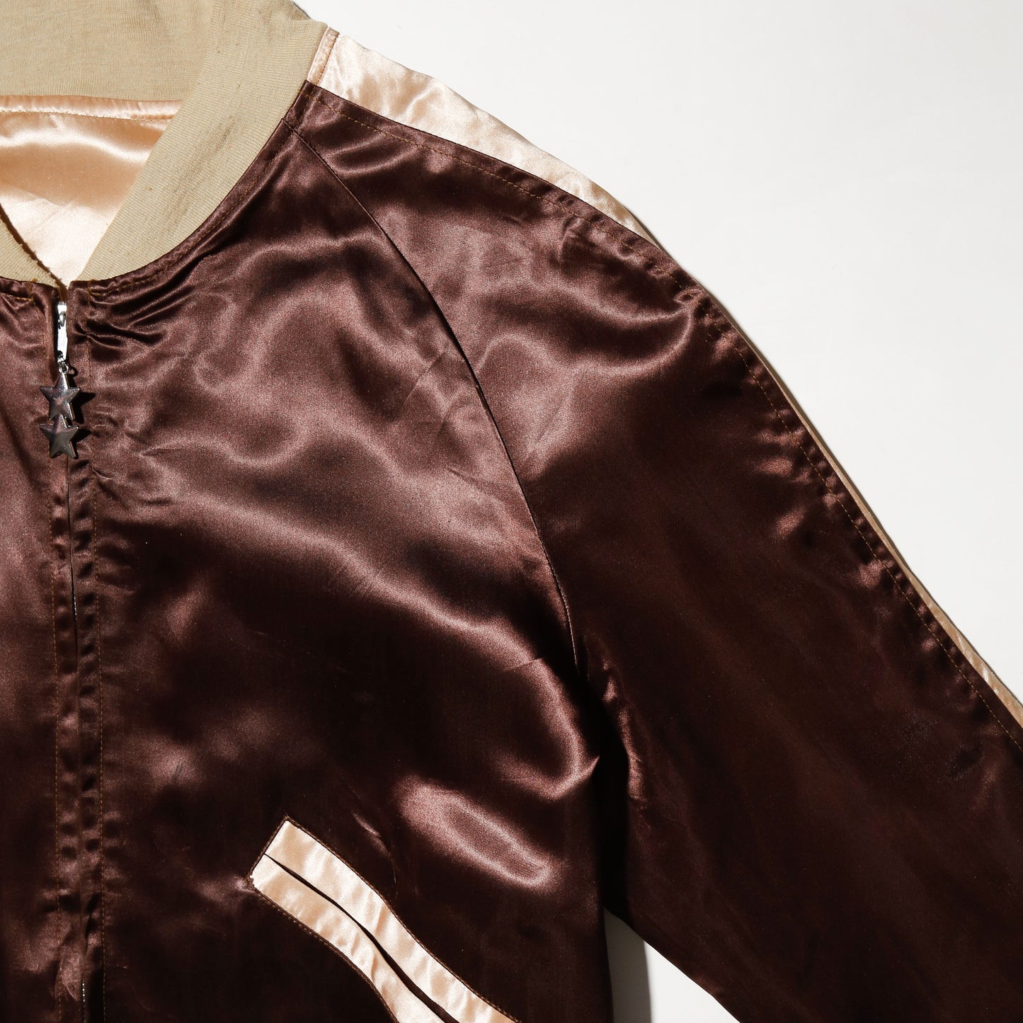 vintage 70's reversible biscuit satin jacket